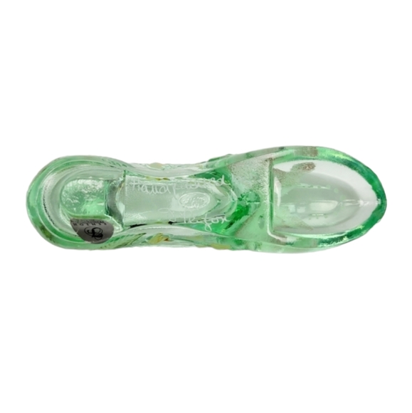Vintage Fenton Sea Green Miniature Glass Shoe Handpainted and Signed - Picture 11 of 15